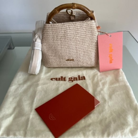 cult gaia Handbags - CULT GAIA Solene Cream Mini Top Handle Bag